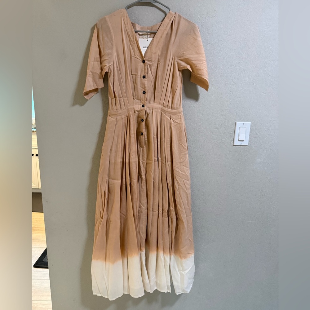Khara Kapas x IKKIVI Ombre Cotton Midi Dress XS Handmade India